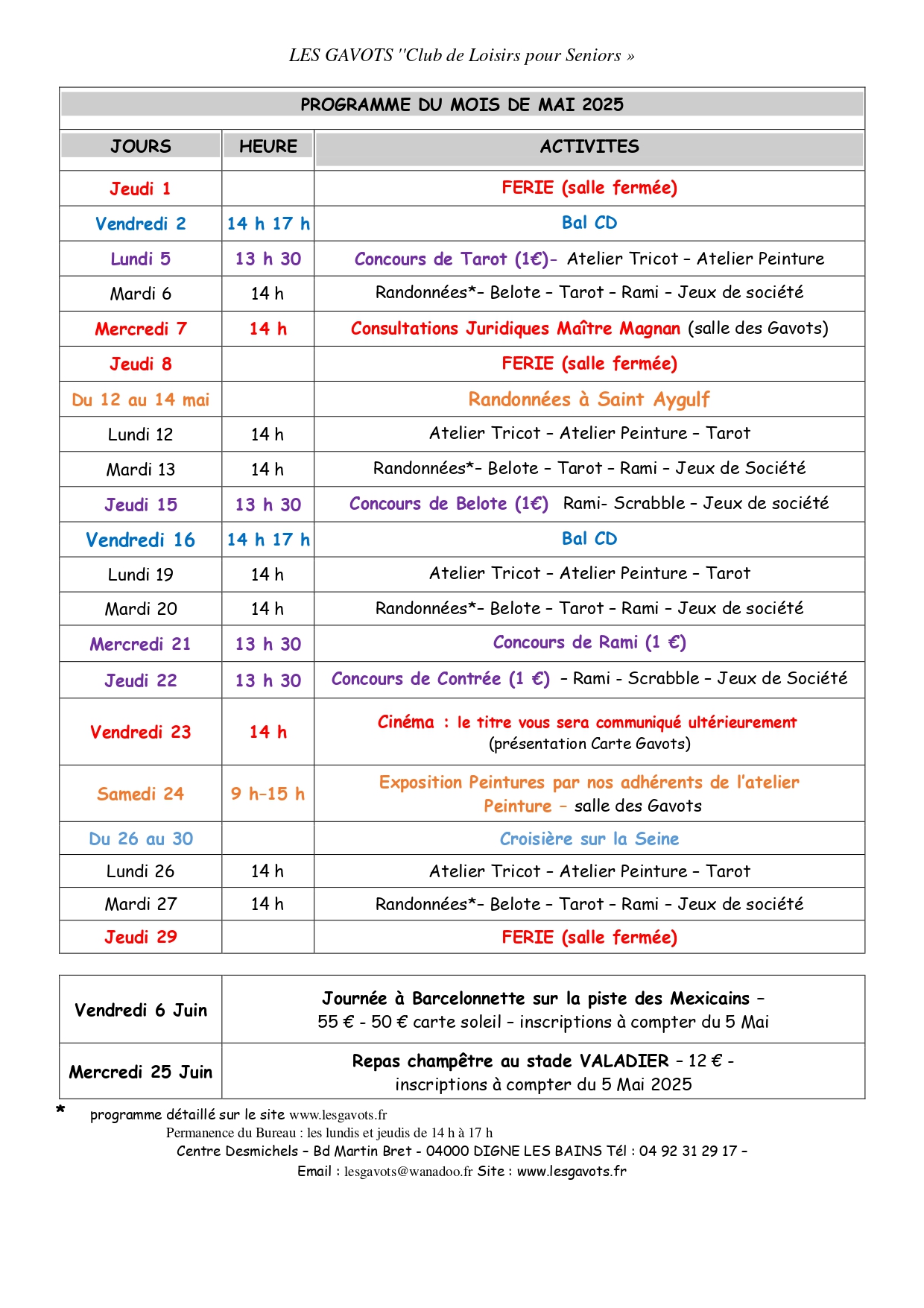 PROGRAMME DU MOIS de mai 2025 page 0001